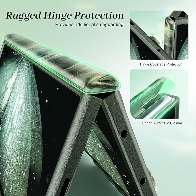 GVIEWIN for Samsung Galaxy Z Fold 7 Case Built-in HD Screen Protector [Compatible with Magsafe][Hidden Kickstand] Magnetic Full-Body Hinge Protection Slim Phone Case for Z Fold 7, Desert Dream/Green