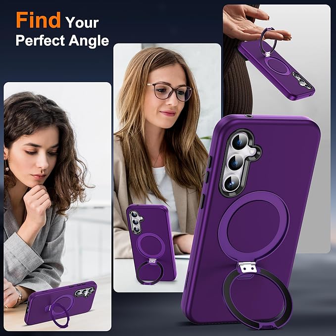 Designed for Samsung Galaxy S23 Case with Magnetic Ring Stand [Compatible with Mag-Safe][Military Grade Drop Protection][Build in Kickstand] Shockproof Galaxy S23 Phone Case 6.1",Purple