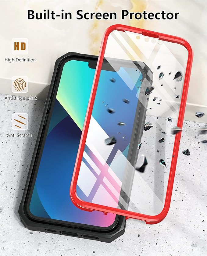 for iPhone 13/14 Protective Case: for iPhone 16e Cover with Belt Clip Holster | Durable Dual-Layer Design with Built-in Kickstand | Heavy Duty Military Grade Hard Protection Shock Proof Orange