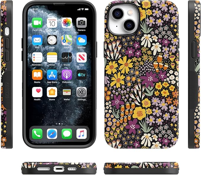 Casely iPhone 14 Case | Falling for You | Plum Floral | Compatible with MagSafe | Bold Protective Design