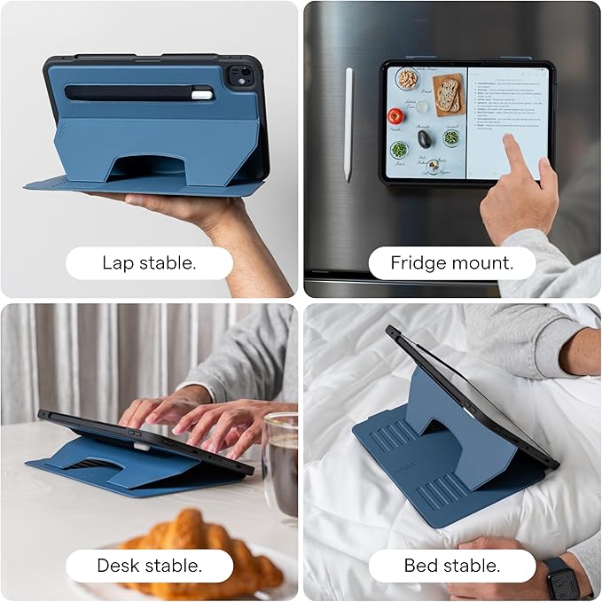 Zugu Case for iPad Air 13 Inch M3 2025 & M2 2024 &/12.9 inch (3rd/4th Gen), Slim Protective Cover with Apple Pencil Charging & Storage, Auto Wake/Sleep, Multiple Viewing Angles (Slate Blue)