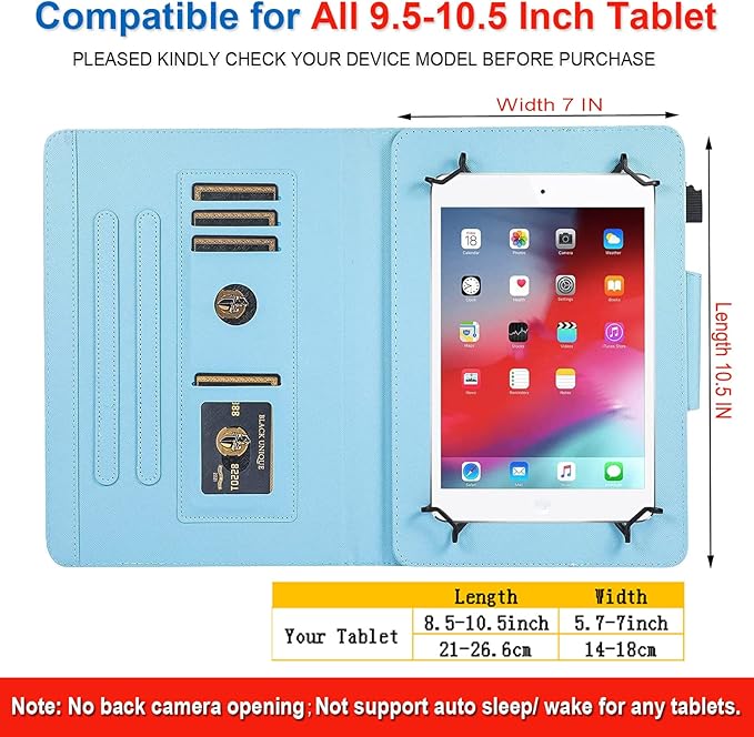 JZCreater 10 Inch Tablet Case, Universal 10 10.1 Inch Android Tablet Cover, Multi-Angle Viewing Stand Case for 9.5-10.5 Inch Tablet, GR-Blue Marble
