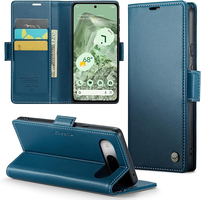 for Google Pixel 8A Case, Premium PU Leather Wallet Case Flip Cover with [RFID Blocking][Card Holder][Stand Function] Shockproof Protective for Google 8A, Blue
