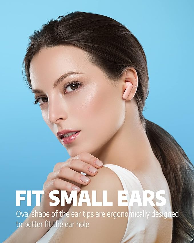 AIHOOR Wireless Earbuds for Music and Sports, Bluetooth 5.3 in-Ear Headphones with Extra Bass Built-in Mic Touch Control 30hr Battery Earphones, Waterproof (Pink)