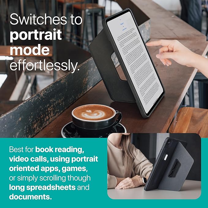 TineeOwl for iPad Pro 11-inch Case (M4) 2024, Adjustable Kickstand Magnetic Cover - Infinite Viewing Angles, Portrait/Landscape Stand, Apple Pencil Charging, Dove Series (Black)