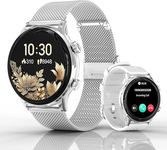 Smart Watch for Women, 1.77" Fitness Tracker with Heart Rate/Sleep/SpO2/Stress Monitor, Fitness Watch for Answer Calls, IP68 Smartwatch for iOS Android, Step Counter Watch, 123+ Sport Modes,2 Bands