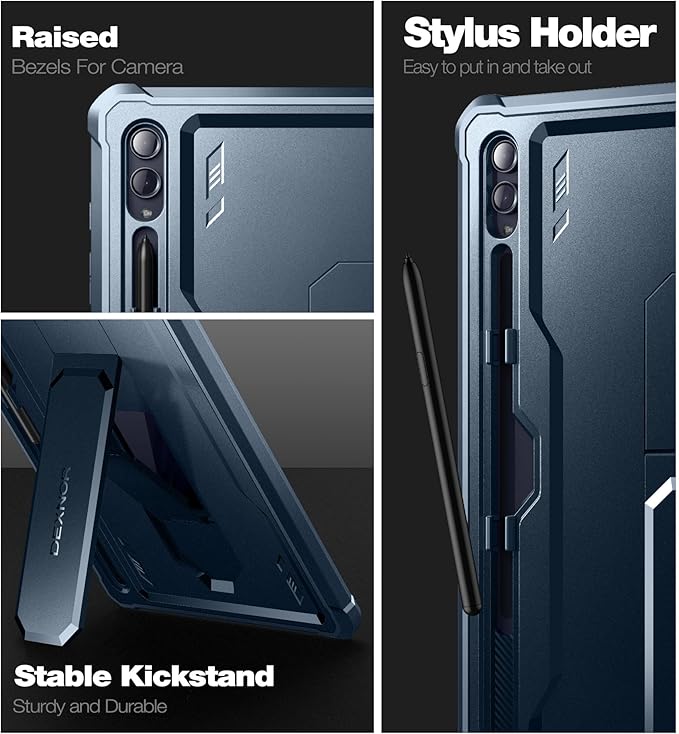 Dexnor Case for Samsung Galaxy Tab S10 Ultra (2024), S9 Ultra(2023), S8 Ultra(2022) 14.6 Inch, [Built in Screen Protector & Kickstand] with Pen Holder Heavy Duty Shockproof Protective Cover - Blue