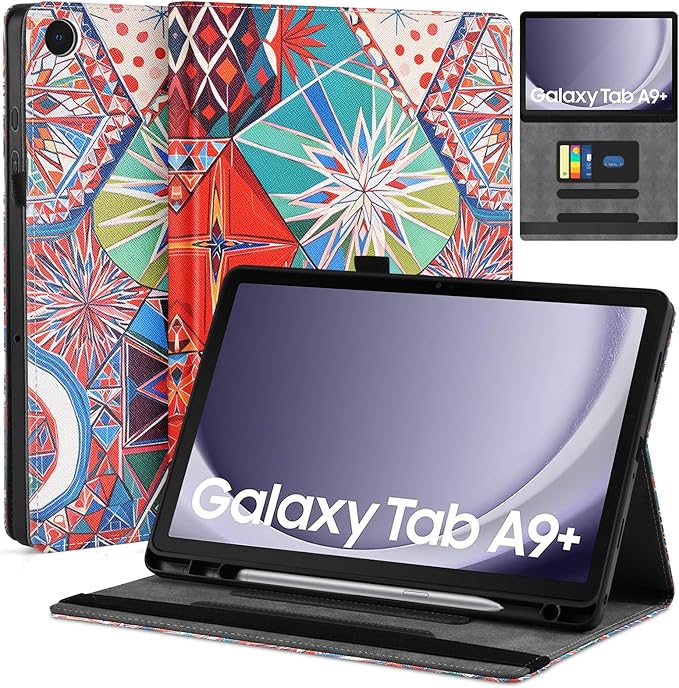 DETUOSI for Samsung Galaxy Tab A9+/A9 Plus 11 inch 2023 Case (SM-X210/X216/X218) Premium Leather Folio Stand Protective Cover Auto Wake/Sleep with Pencil Holder Holder Morocco