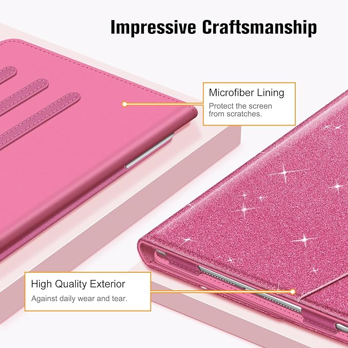 Fintie Case for iPad 9th / 8th / 7th Generation (2021/2020/2019) 10.2 Inch - [Corner Protection] Multi-Angle Viewing Stand Cover with Pocket & Pencil Holder, Auto Sleep Wake, Glittering Pink