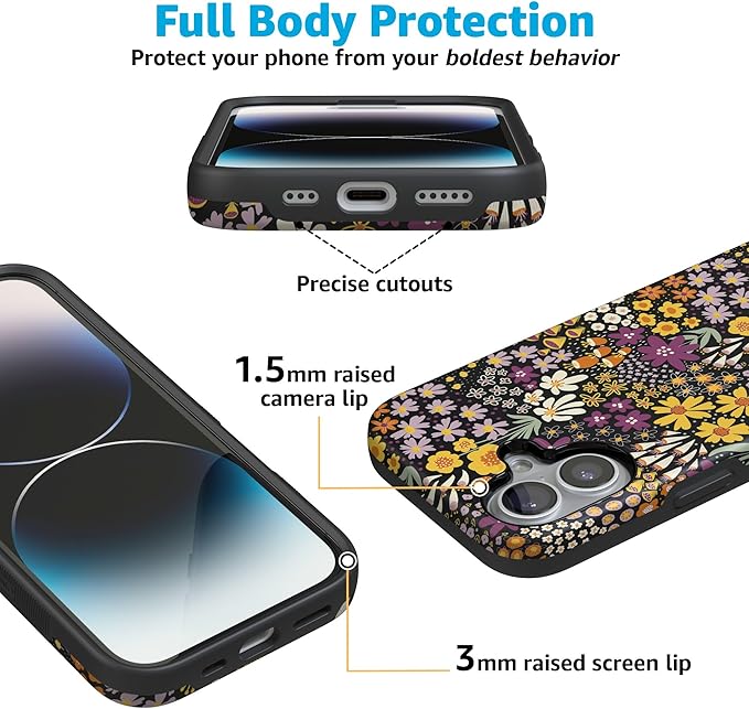 Casely iPhone 17 Case | Falling for You | Plum Floral | Compatible with MagSafe | Bold Protective Design