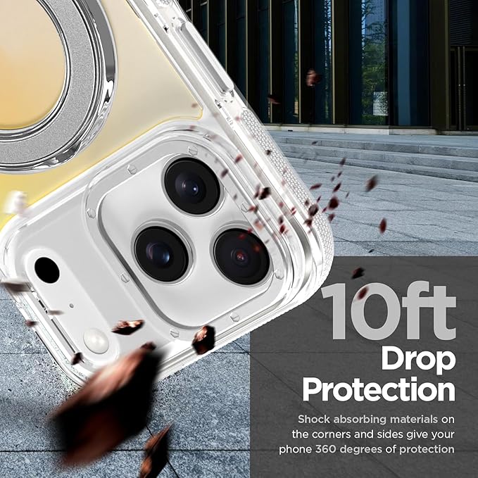 MOWIME Magnetic for iPhone 17 Pro Case with Stand [Compatible with Magsafe] [Cute Fashion Fluorescent Design] [1 Screen Protector] Slim Translucent Matte Case for iPhone 17 Pro 6.3" 2025, White