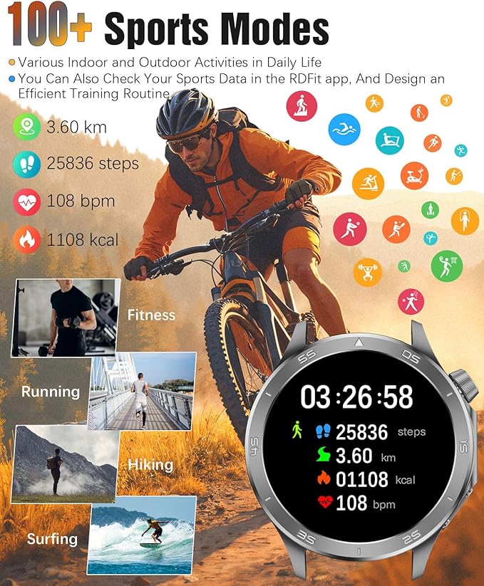 Smart Watch for Men, GPS Sports Mens Smartwatch, 1.53" HD Screen IP67 Waterproof, Answer/Make Call, Heart Rate Monitor, Sleep Tracking, Fitness Tracker, Compatible for Android iOS (Black X2Max)