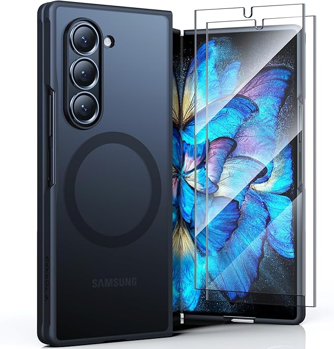 TORRAS for Samsung Galaxy Z Fold 6 Case with Screen Protector, [Compatible with Magsafe] [Military Grade Drop Tested] Translucent Slim Phone Magnetic Shockproof Case ONLY for Z Fold 6, Black