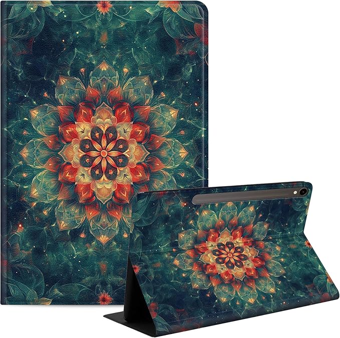 Case for Samsung Galaxy Tab S10 FE/ S9 FE 5G 10.9 Inch/Tab S9 11 Inch, Slim PU Leather Stand Cover with Auto Wake/Sleep, Multi-Angle Viewing & Shockproof, Mandala