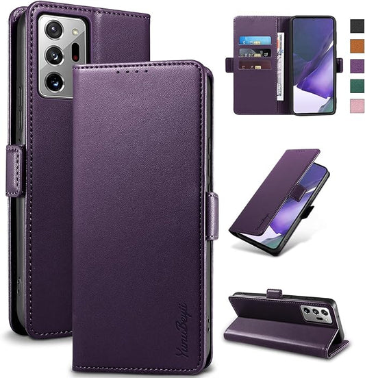 Wallet Flip Case for Samsung Galaxy Note 20 Ultra - [RFID Blocking] Luxury PU Leather Card Holder Magnetic Phone Cover with Kickstand,Shockproof Protective Case,Purple