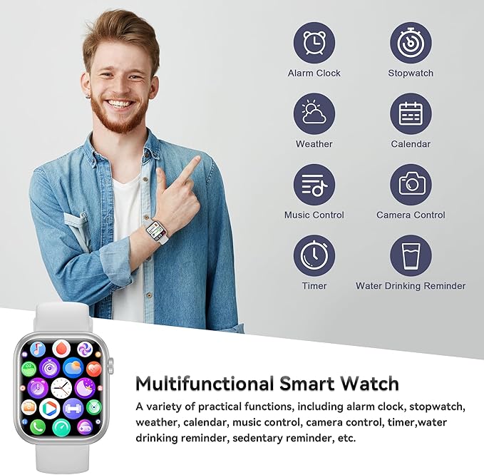 Smart Watch for Men Women, 1.83" Fitness Watch (Answer/Make Call), Smartwatch with Heart Rate/Blood Pressure, Sleep Tracker, Pedometer, 120+ Sport Modes,IP68 Waterproof Fitness Tracker for Android IOS