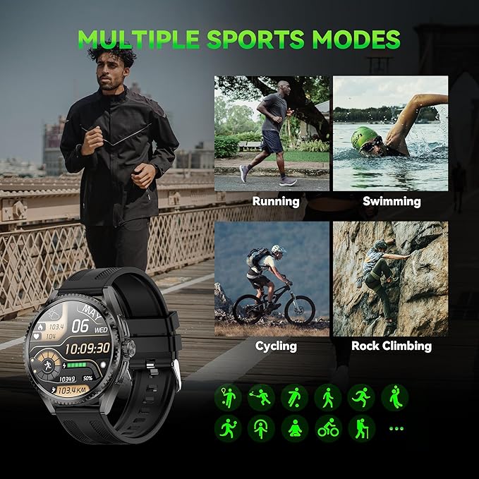 Military Smart Watch for Men (2025/Voice Assistant) Large 1.75-inch HD AMOLED Tactical Smartwatch for Android iOS 100+ Sport Mode Fitness Tracker with Heart Rate SpO2 Sleep Monitor IP67 Waterproof