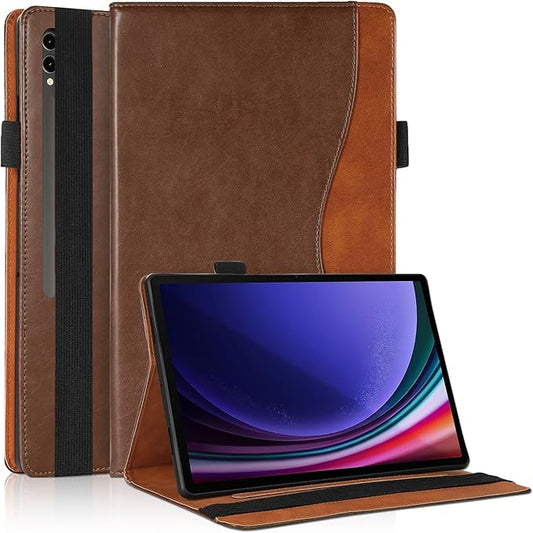 Case for Samsung Galaxy Tab S10 Plus 2024/Tab S9 Plus 2023/S8 Plus 2022/S7 FE 2021/S7 Plus 2020 12.4 inch Business PU Leather Tablet Cover with Card Slot Pen Holder for X820/X810/X800/T970-Brown
