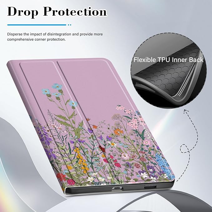 Case for Samsung Galaxy Tab S6 Lite 10.4 Inch 2024/2022/2020 with S Pen Holder, Multi-Angle Viewing Soft TPU Back Cover with Pocket Auto Wake/Sleep.