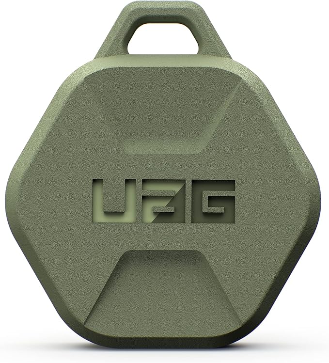 URBAN ARMOR GEAR UAG Compatible with AirTag Case Scout Rugged Anti-Scratch Lightweight Silicone Protective Cover Holder with Carabiner Attachment for Keys, Pets, Backpacks - Olive