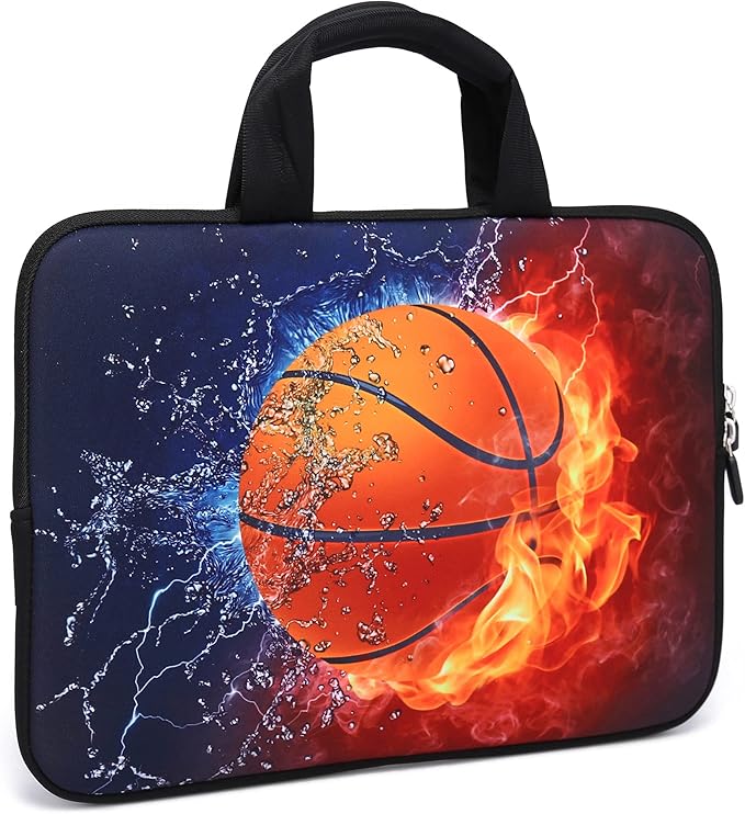11" 11.6" 12" 12.1" 12.5" inch Laptop Carrying Bag Chromebook Case Notebook Ultrabook Bag Tablet Cover Neoprene Sleeve Fit Apple MacBook Air Samsung Google Acer HP DELL Lenovo Asus(Basketball Fire)