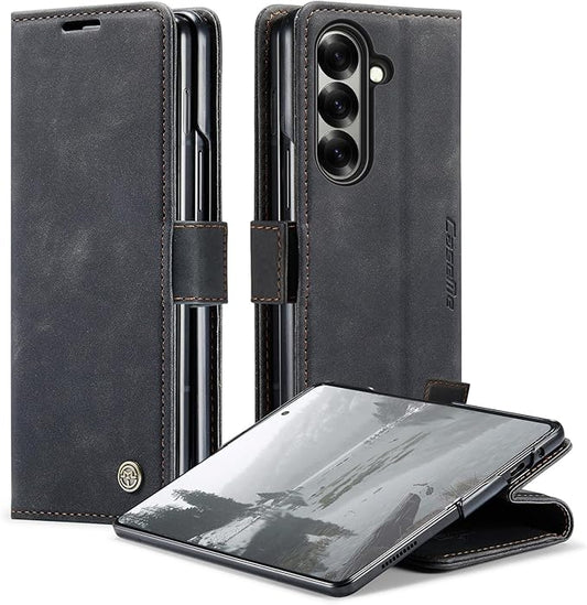 Wallet Case for Samsung Galaxy Z Fold 7 Leather Wallet Flip Cover with Card Holder, Kickstand, Magnetic Closure, RFID Blocking TPU Shockproof Phone Case Compatible with Galaxy Fold 7, Black