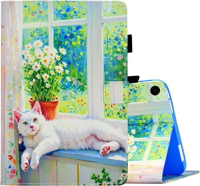 Case for Samsung Galaxy Tab A9+ Plus 11 Inch 2025 2024 2023 (SM-X210/X216/X218), Samsung Tablet A9 Plus Case, Cute PU Leather Folio Stand Cover for Galaxy Tab A9+, Auto Wake/Sleep - Chill Cat