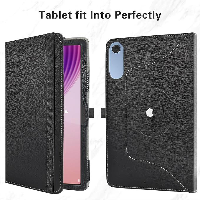 MAMA MOUTH for Lenovo Tab TB311FU Rotating Case,360 Degree Rotary Stand with Cute Pattern Cover for Lenovo Tab TB-311FU /TB-311XU 2025 10.1" Tablets,Black