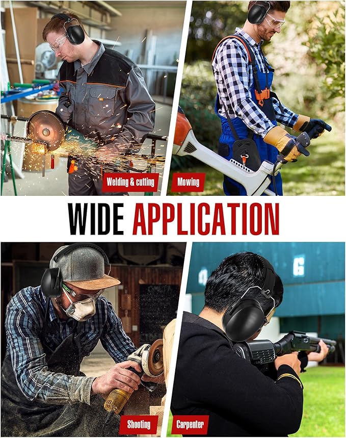 12 Pcs Hearing Protection Ear Muffs NRR 28dB Noise Reduction Headphones Shooting Ear Protection Earmuffs(Black)