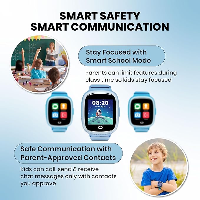 Kids Watch with GPS Tracker, Two-Way Calling, Real-Time Tracking & SOS Alerts - Smart Watch for Kids Call and Text with Geo-Fencing, School Mode, Water-Resistant, Long Battery Life & Parental Controls