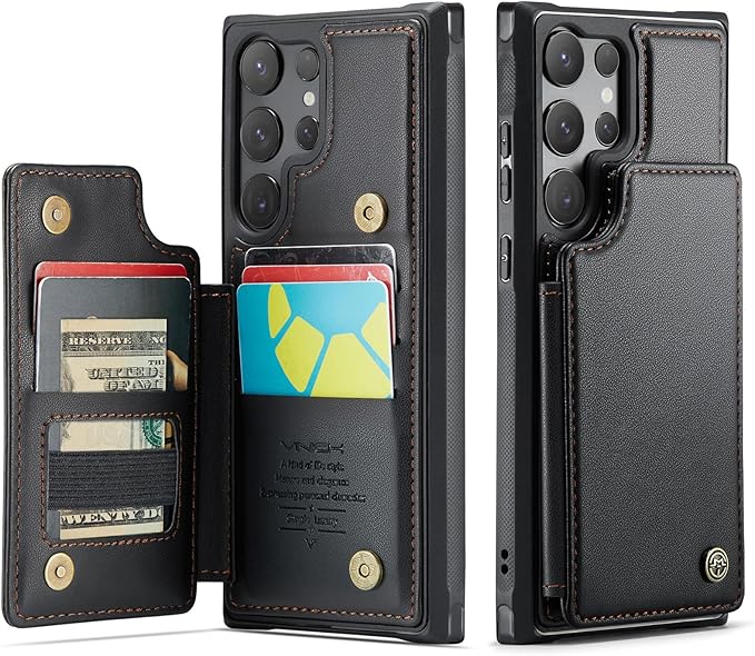 Vinich for Samsung Galaxy S25 Ultra Wallet Case with Card Holder for Women Men, RFID Blocking Credit Slots Kickstand Shockproof Phone Cover for Galaxy S25 Ultra (6.8"), Black