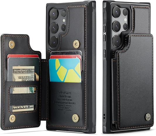 Vinich for Samsung Galaxy S25 Ultra Wallet Case with Card Holder for Women Men, RFID Blocking Credit Slots Kickstand Shockproof Phone Cover for Galaxy S25 Ultra (6.8"), Black