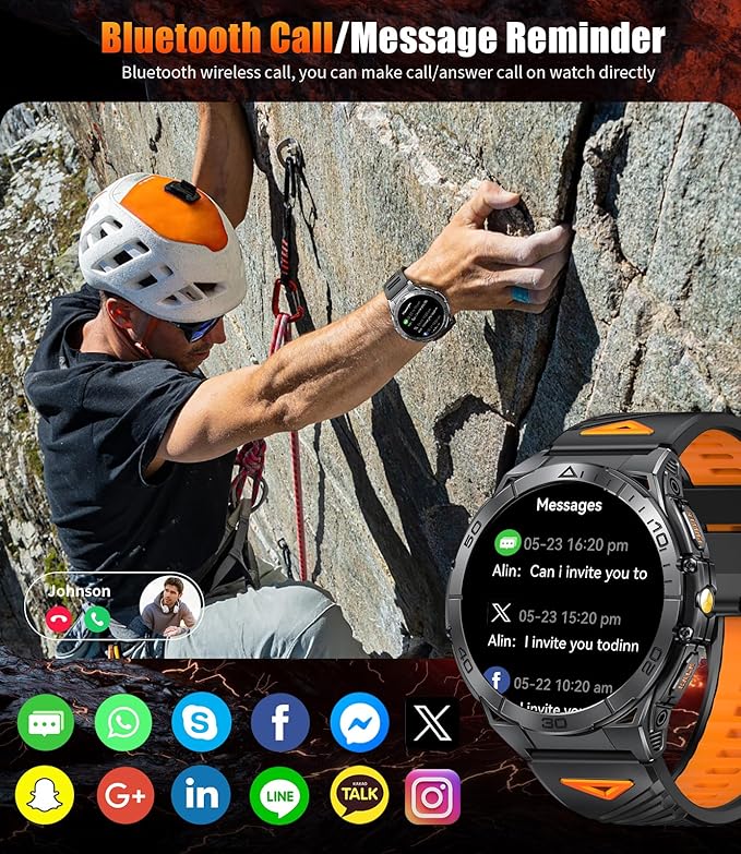 Smart Watch for Men Answer/Make Call for Android iPhone, 1.6" AMOLED HD Screen Mens Luxury Watch, 600mAh Heavy Duty Smartwatch 5ATM Waterproof/Heart Rate/Sleep Monitor Pedometer, 2 Straps