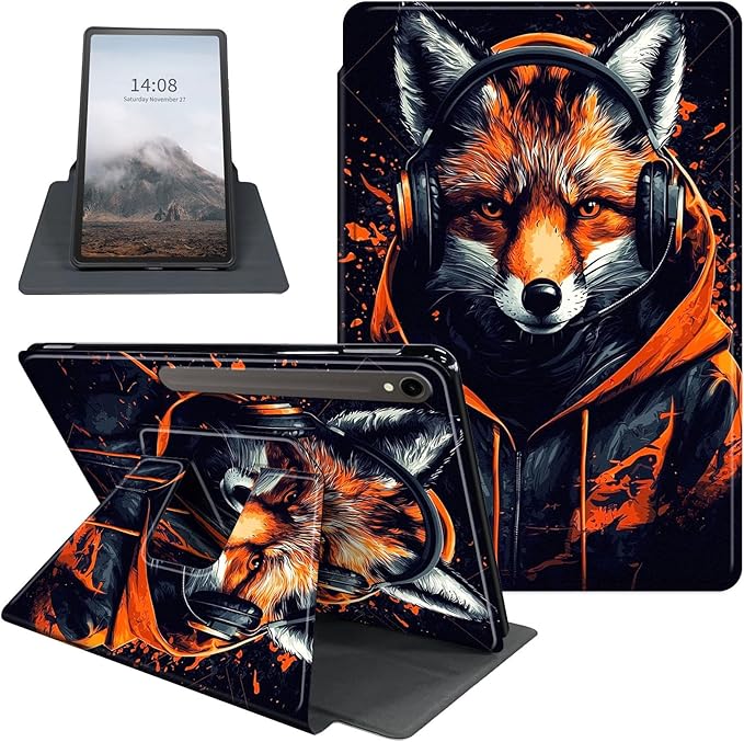 Case for Samsung Galaxy Tab S10 FE / S9 FE 5G 10.9 inch & Tab S9 11 inch, PU Leather 360° Rotating Stand Cover, Auto Sleep/Wake, Folio Smart Protective Cover, Cool Fox