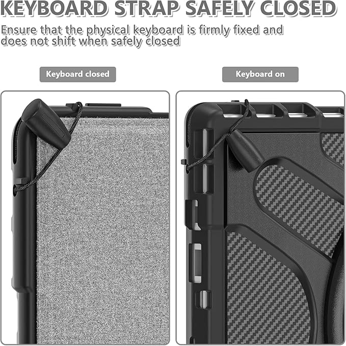 Junfire Surface Pro 7 Plus Case with Keyboard - Surface Pro 7/6/5/4 Shockproof Rugged Case with Kickstand Hand Strap & Keyboard- Black