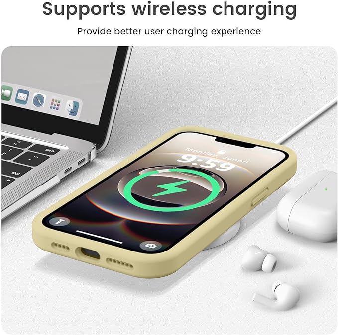 Vooii Compatible with iPhone 16e Case, Liquid Silicone Upgrade [Camera Protection] [Soft Anti-Scratch Microfiber Lining] Shockproof Phone Case for iPhone 16e 6.1 inch - Creamy Yellow