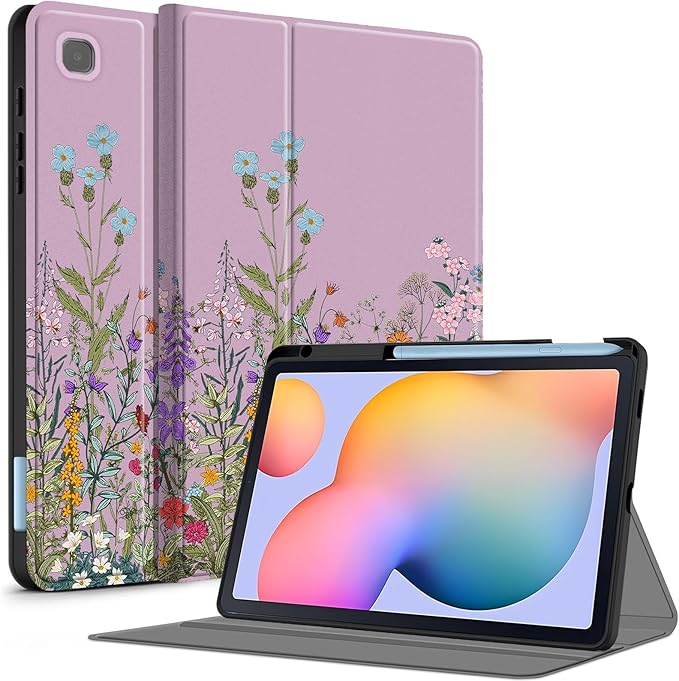 Case for Samsung Galaxy Tab S6 Lite 10.4 Inch 2024/2022/2020 with S Pen Holder, Multi-Angle Viewing Soft TPU Back Cover with Pocket Auto Wake/Sleep.