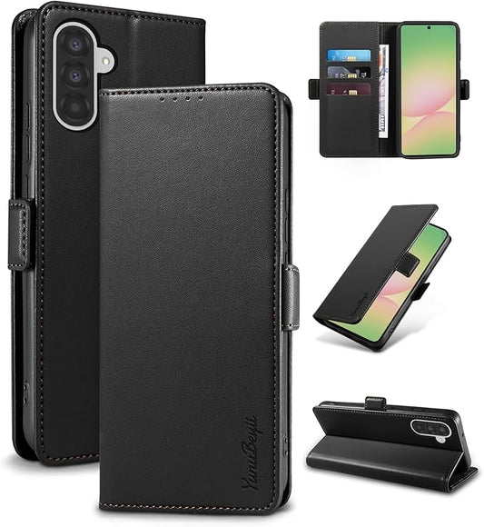 Wallet Flip Case for Samsung Galaxy A56 5G - [RFID Blocking] Luxury PU Leather Card Holder Magnetic Phone Cover with Kickstand,Shockproof Protective Case,Black