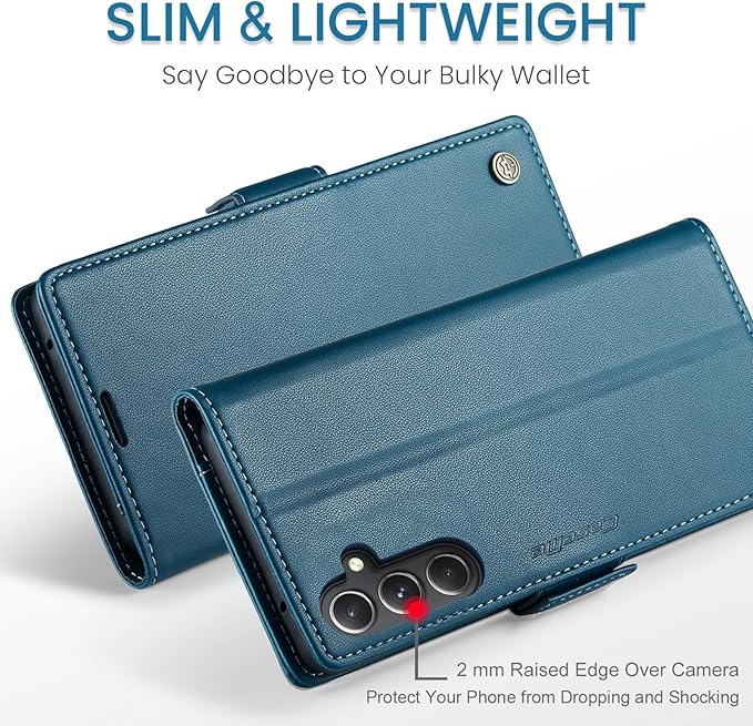 SINIANL Samsung Galaxy S24 Wallet Case with RFID Blocking, Samsung S24 Case Wallet for Women Men with Card Holder Magnetic Clasp Kickstand Leather Book Folio Case for Galaxy S24 Blue