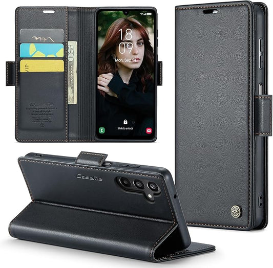 for Samsung Galaxy A15 4G/5G Case, Premium PU Leather Wallet Case Flip Cover with [RFID Blocking][Card Holder][Stand Function] Shockproof Protective for Samsung Galaxy A15, Black