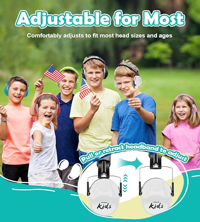 PROHEAR 032 2.0 Noise Cancelling Headphones for Kids - 25dB Noise Reduction - Adjustable Sensory Ear Protection Muffs for Concert, Fireworks, Monster Truck Shows, School - White