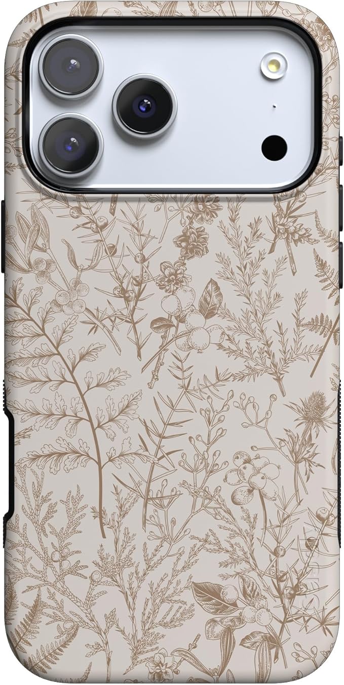 Casely iPhone 17 Pro Case | Beige Garden | Neutral Floral | Compatible with MagSafe | Bold Protective Design