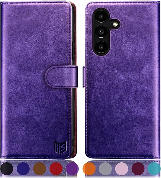 SUANPOT for Samsung Galaxy S24 5G Wallet case with RFID Blocking Credit Card Holder,Flip Book PU Leather Protective Cover Women Men for Samsung S24 Phone case Purple