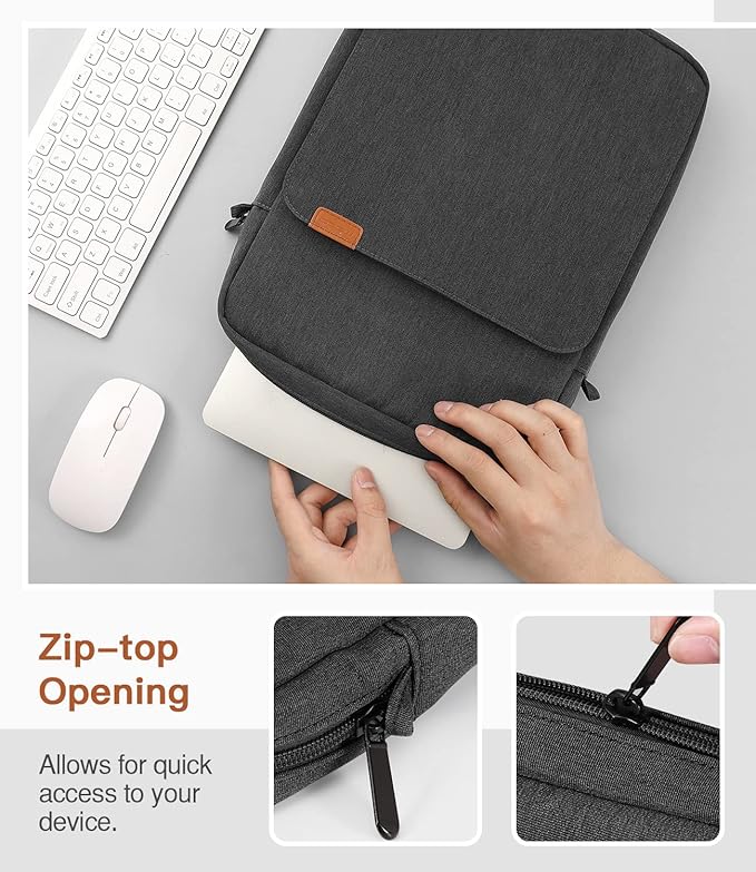 MoKo 15 Inch Laptop Sleeve Bag Fits MacBook Air 15" M2 2023, MacBook Pro 14" M2 2023, Galaxy Tab S9 Utra 14.6" 2023, Handle Carrying Case with Shoulder Strap, Black & Gray