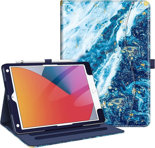 Fintie Case for iPad 9th / 8th / 7th Generation (2021/2020/2019) 10.2 Inch - [Corner Protection] Multi-Angle Viewing Stand Cover with Pocket & Pencil Holder, Auto Sleep Wake, Sandy Wave