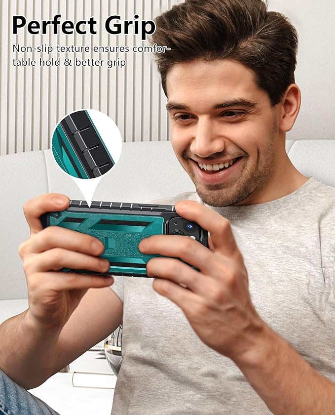 for iPhone 13/14 Protective Case: for iPhone 16e Cover Heavy Duty Military Grade Hard Protection Shock Proof Grip | Durable Dual-Layer Design with Built-in Kickstand Teal