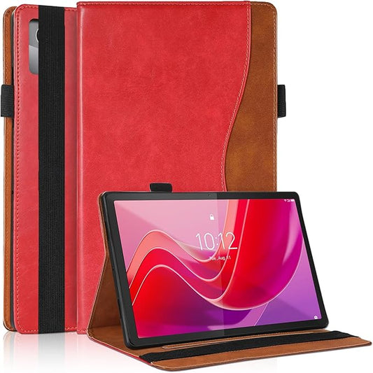 Case for Lenovo Tab M11 / Tab K11 LTE 11 Inch (TB330FU) 2024 Bussiness Premium PU Leather Protective Case Lightweight Flip Stand with Elastic Band & Card Holder for Lenovo Tab M11-Red