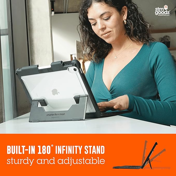 STM Goods Dux Keyboard Trackpad USB-C for iPad 10th, USB-C Connected Keyboard - Rugged, Rubberized Drop Protection - Integrated Trackpad, Storage for Apple Pencil Gen 1 or Logitech Crayon - Black