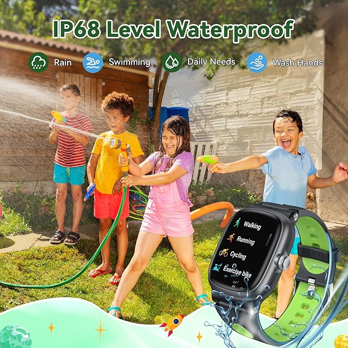 Smart Watch for Boys Girls with Sleep | Health | Activity Tracker, Games, Alarm, IP68 Waterproof Kids Fitness Watch with Pedometer, Family Account, Toys Gifts for Kids Aged 4-16