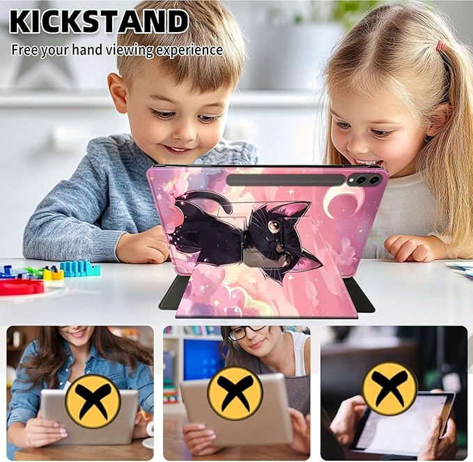 Case for 12.4 inch Galaxy Tab S10 Plus Case (2024), Galaxy Tab S9 Plus Case (2023), 360 Degree Rotating Folio Stand Smart PU Leather Cover, Auto Sleep/Wake, Crystal Turtle